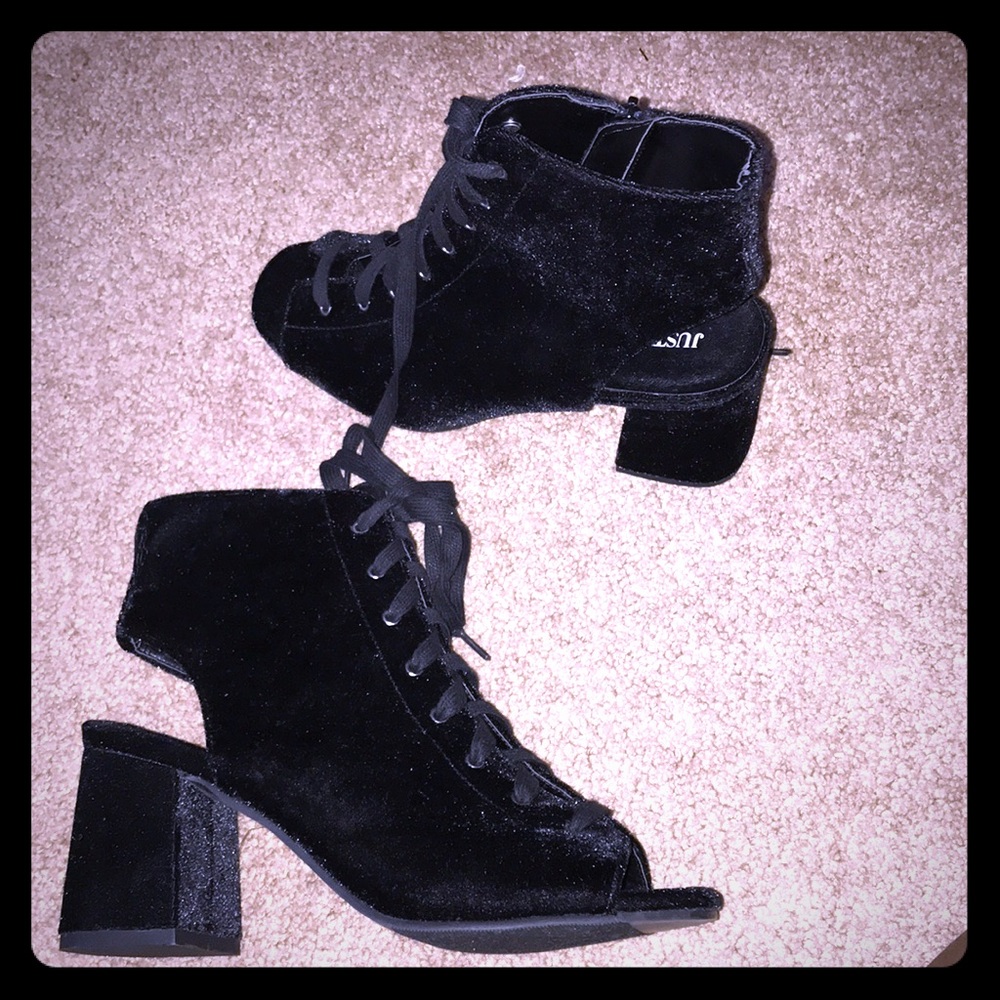 Black Velvet sandals with a heel